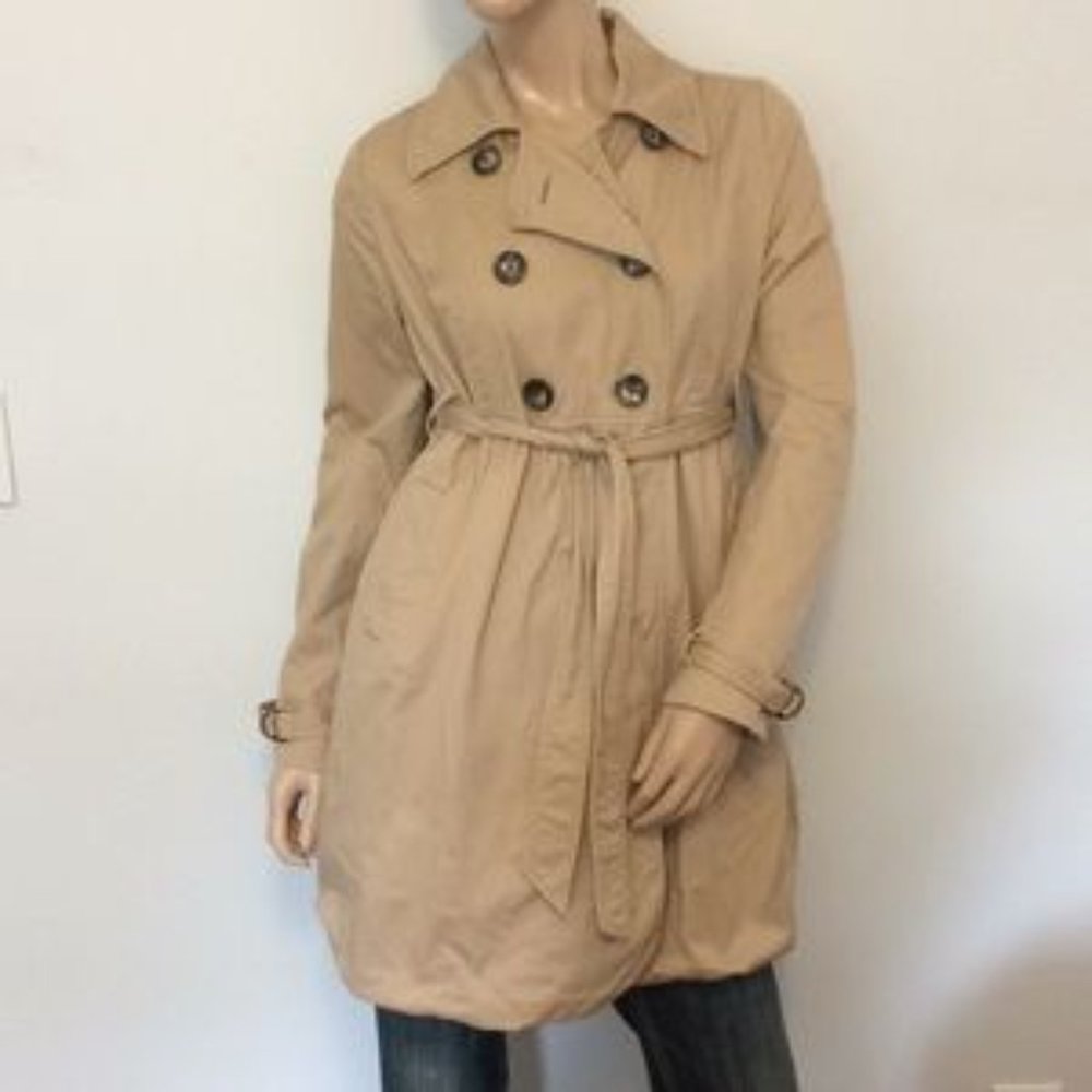 Liz Lange Maternity For TargetTrenchJacket Double Breasted Buttons Tan XS